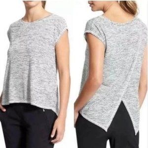 Athleta Womens Striped Breezy Cross Back Tee T-shirt S Knit Short Sleeve